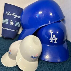 Los Angeles Dodgers Blue Nacho Helmet, White Mini Helmets, and Drink Koozie